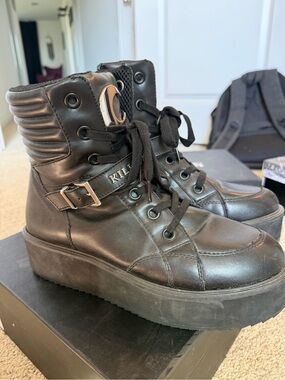 Killstar Black Luna high tops Lace-Up Ankle Boots
